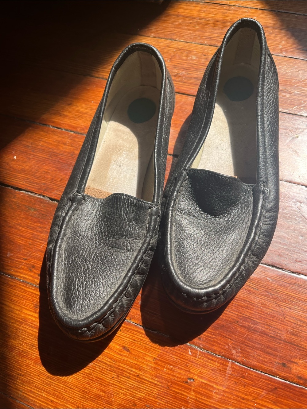 SAS Black Leather Slip-On Loafers - NO INSOLES